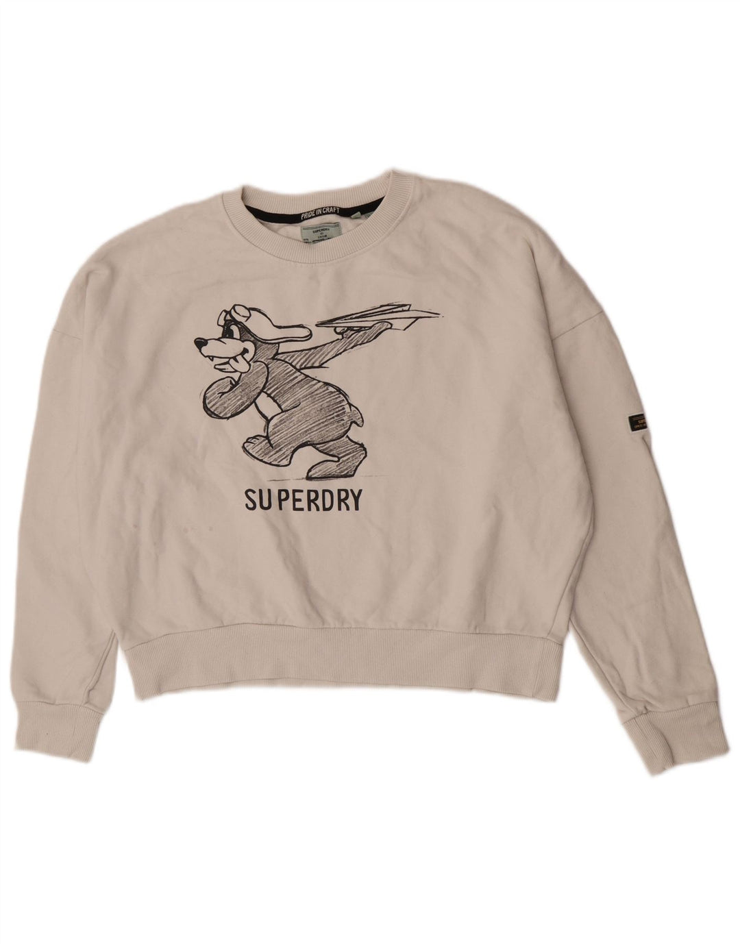 Superdry Damen-Sweatshirt in Übergröße mit Grafik, Gr. 16, Weiß