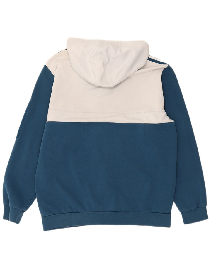 Adidas Herren-Kapuzenpullover mit Reißverschluss, groß, blaues Farbblock-Polyester