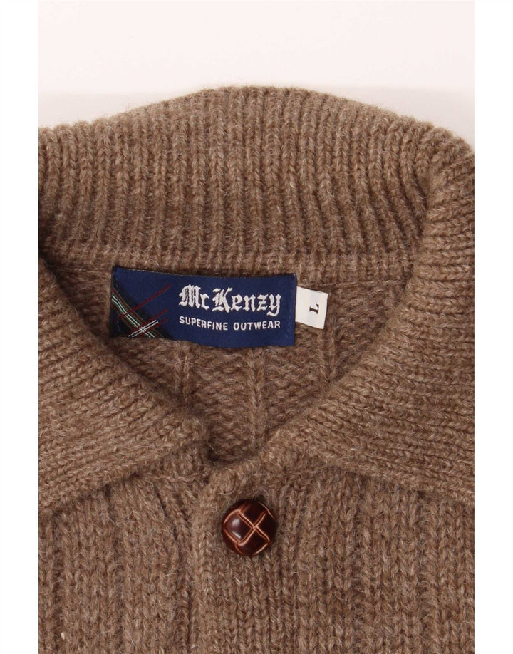 MC Kenzy Herren-Strickjacke, große braune Wolle