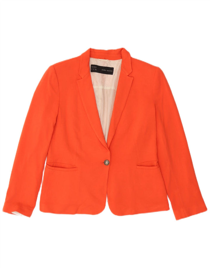 Zara Damen 1-Knopf-Blazerjacke UK 14 Large Orange Viskose