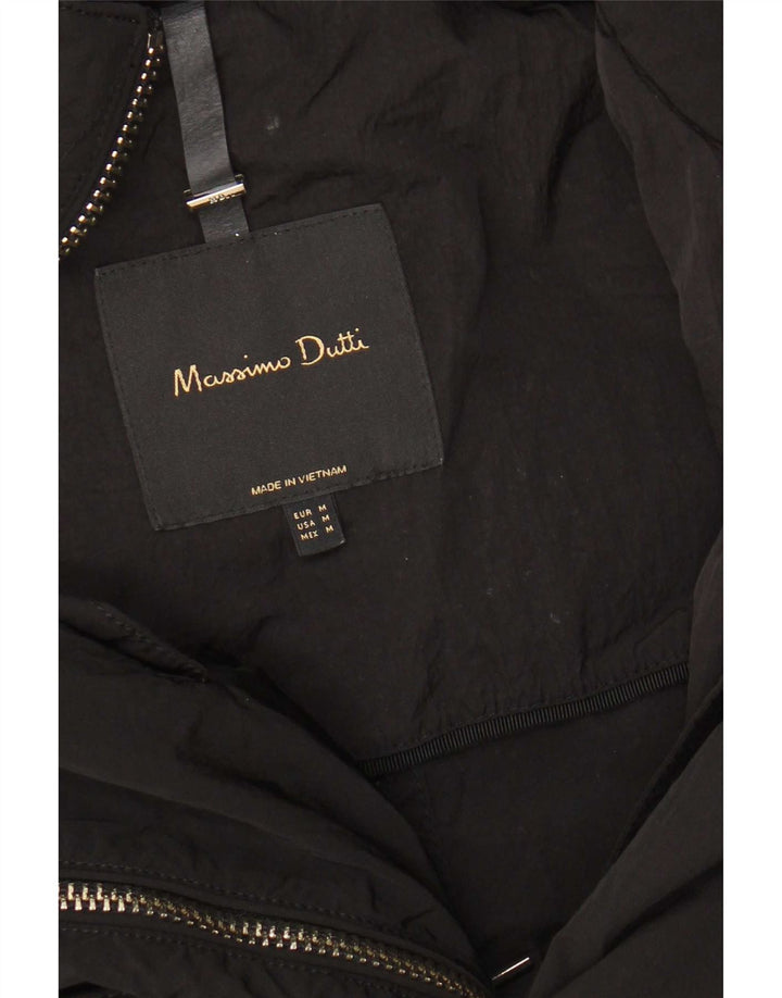 Massimo Dutti Damen-Parkajacke mit Kapuze, UK 14, mittelschwarz