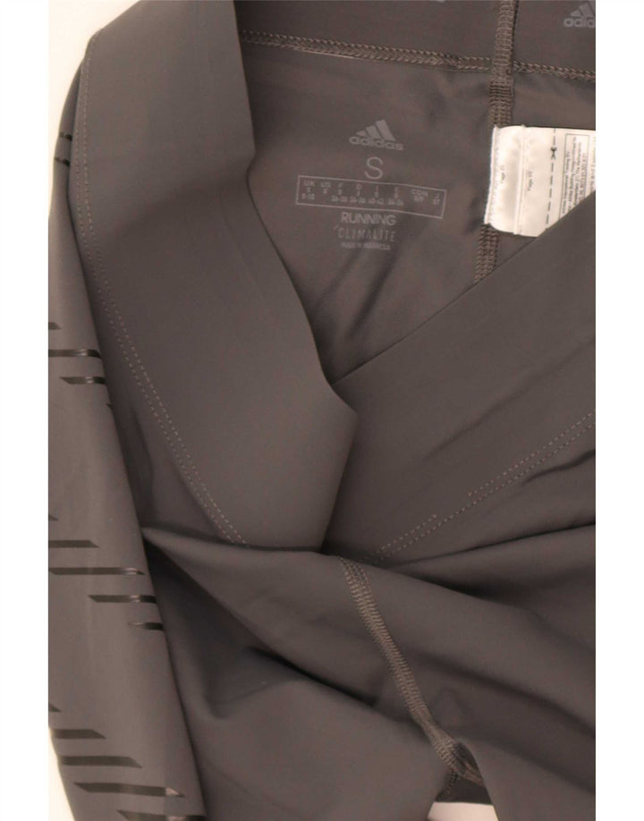 Adidas Damen Climalite Leggings UK 8/10 Small Grau gestreift Polyamid