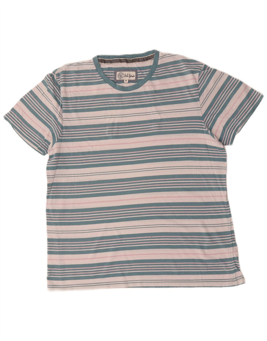 Fat Face Herren-T-Shirt-Oberteil aus mittelblauer, gestreifter Baumwolle