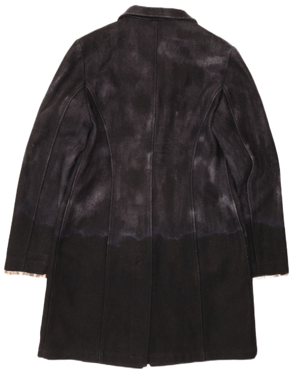 Moschino Damenmantel UK 14 Mittelschwarze Colourblock-Wolle