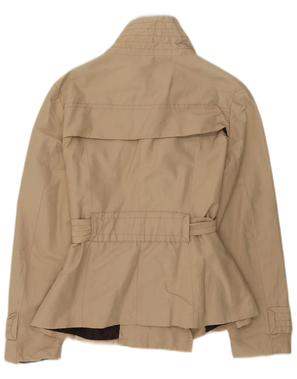 Zara Damen Kurzer Trenchcoat UK 14 Large Beige Baumwolle