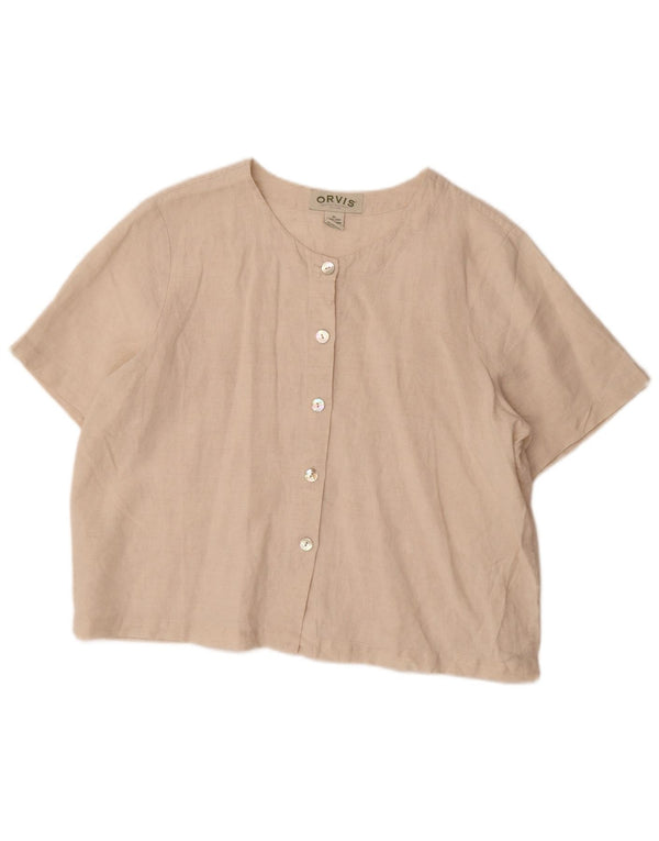 Orvis Damen Kurzarm-Oversize-Hemdbluse UK 18 XL Beige Leinen