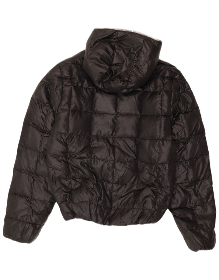 Zara wattierte Jungenjacke mit Kapuze, 13–14 Jahre, XL, schwarzes Polyester