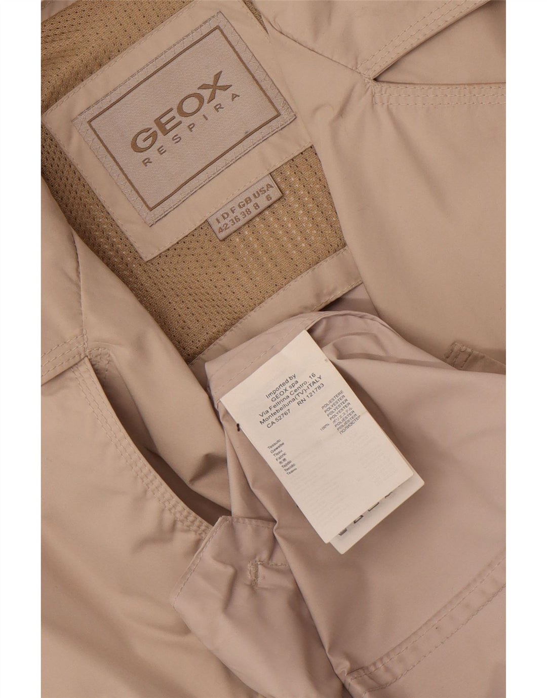 Geox Damen Respira Zweireihiger Trenchcoat UK 8 Small Beige Polyester