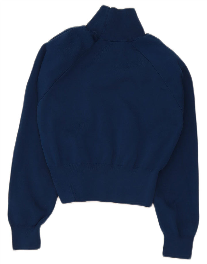 Zara Damen Crop Turtle Neck Pullover Pullover UK 10 Small Marineblau Polyester