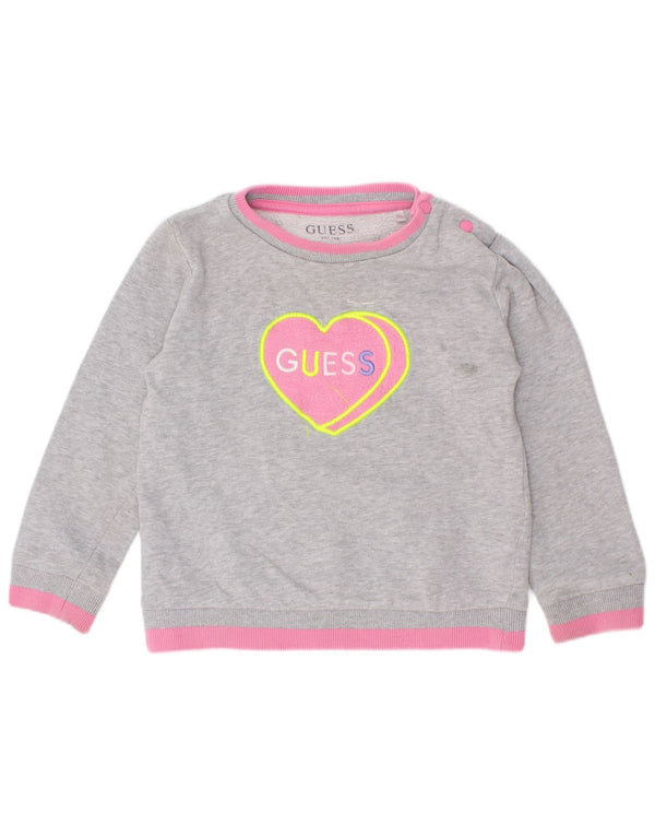 Guess Baby-Mädchen-Sweatshirt mit Grafik, 18–24 Monate, Grau, Farbblock