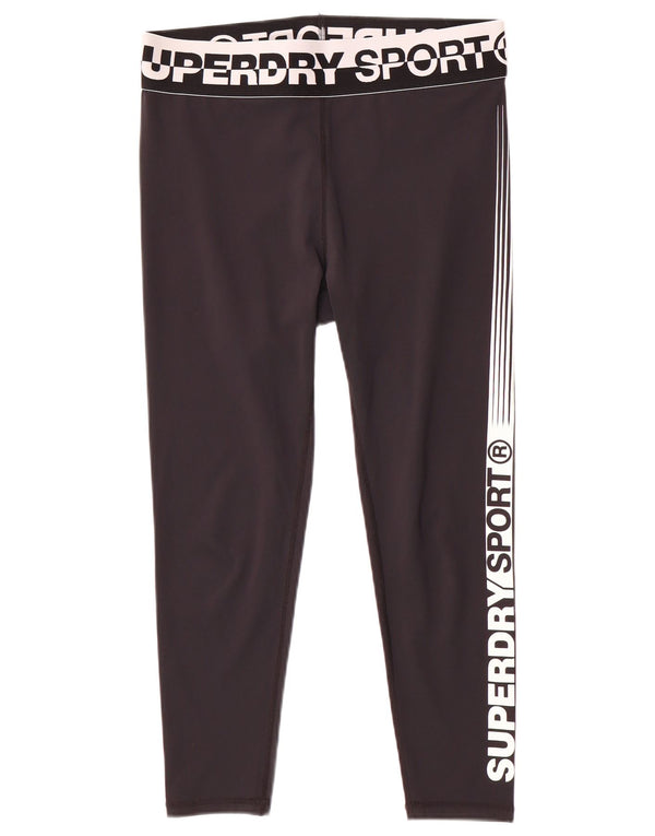 Superdry Damen Graphic Crop Leggings UK 16 Large Schwarz