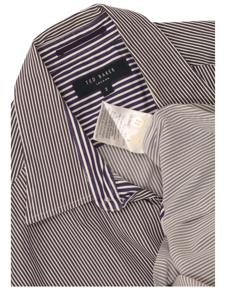 Ted Baker Herrenhemd, Größe 2, klein, marineblau, gestreift, Baumwolle