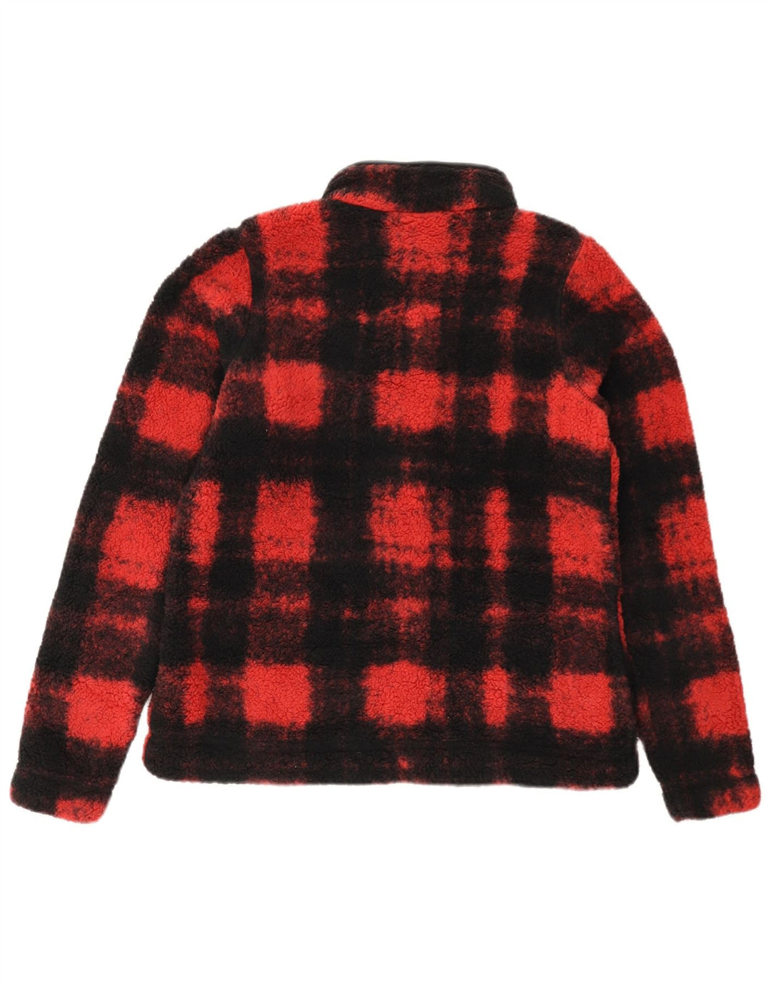 COLUMBIA Damen-Fleecepullover mit Reißverschluss am Hals, UK 14, mittelrot, kariert, Polyester