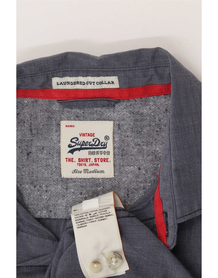 Superdry Herrenhemd mittelblaue Baumwolle