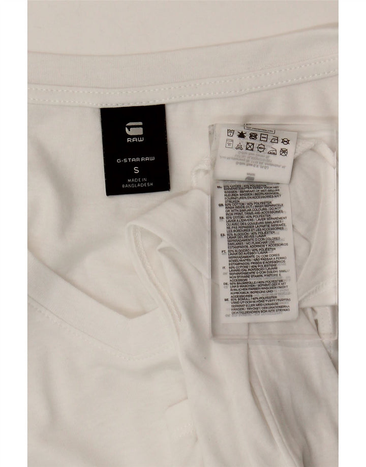 G-Star Damen Top Langarm UK 10 Small Weiße Baumwolle