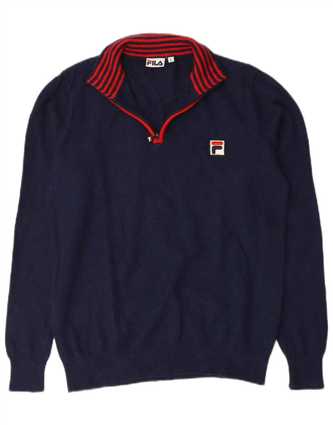 Fila Herren-Pullover mit Reißverschluss am Hals, großes marineblaues Nylon