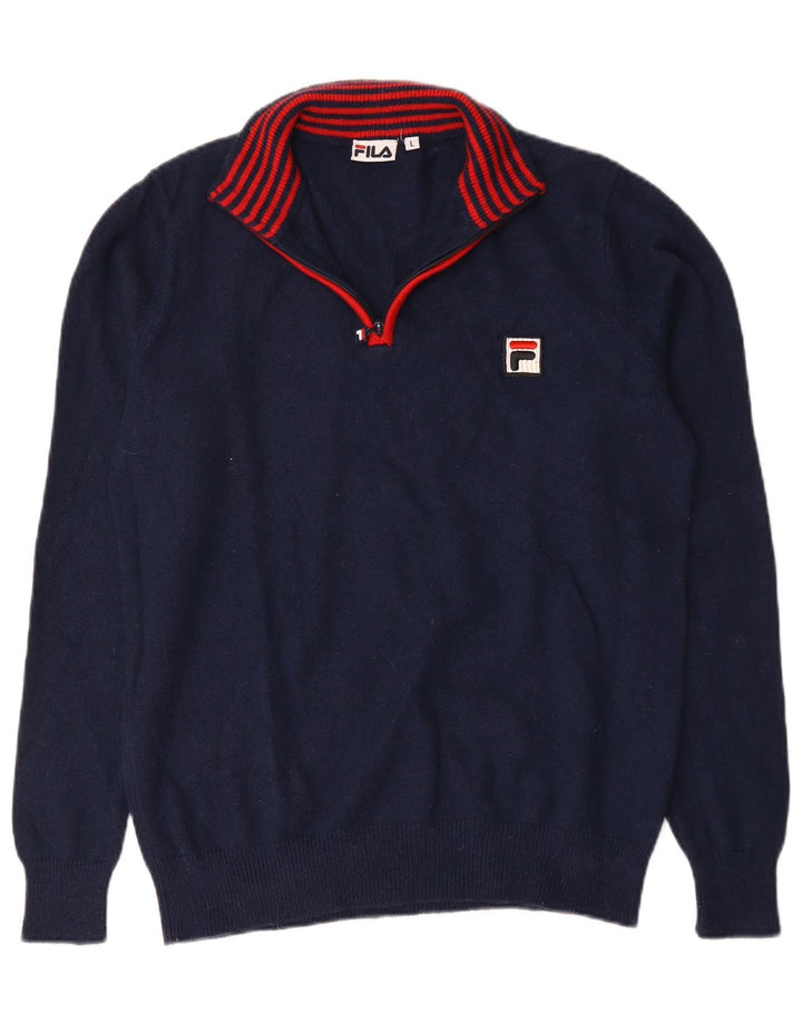 Fila Herren-Pullover mit Reißverschluss am Hals, großes marineblaues Nylon