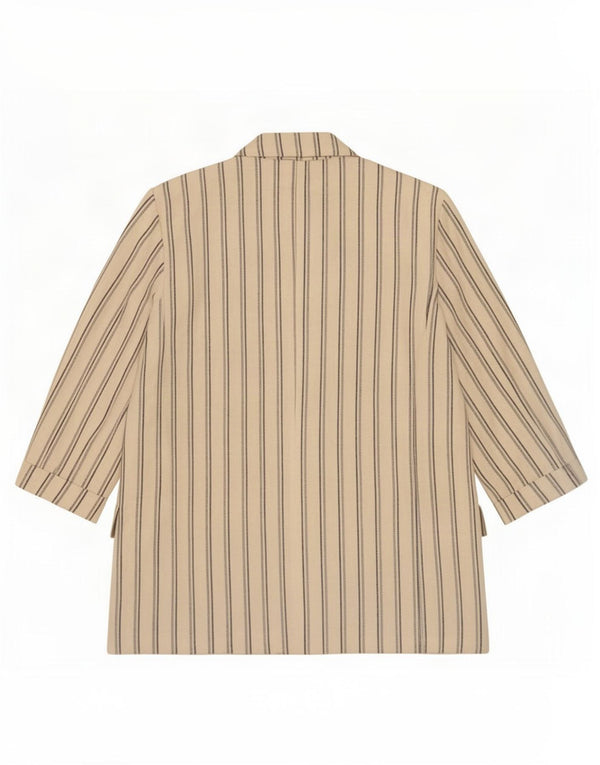 Zara Damen-Blazerjacke mit 3/4-Ärmeln, Gr. 10, Größe S, gebrochenes Weiß, gestreift