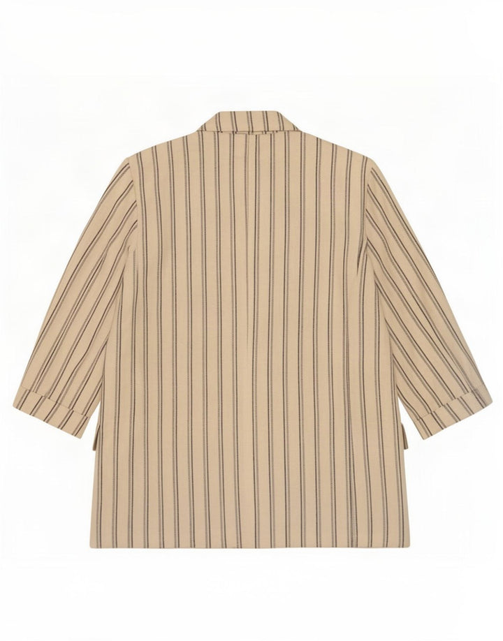 Zara Damen-Blazerjacke mit 3/4-Ärmeln, Gr. 10, Größe S, gebrochenes Weiß, gestreift