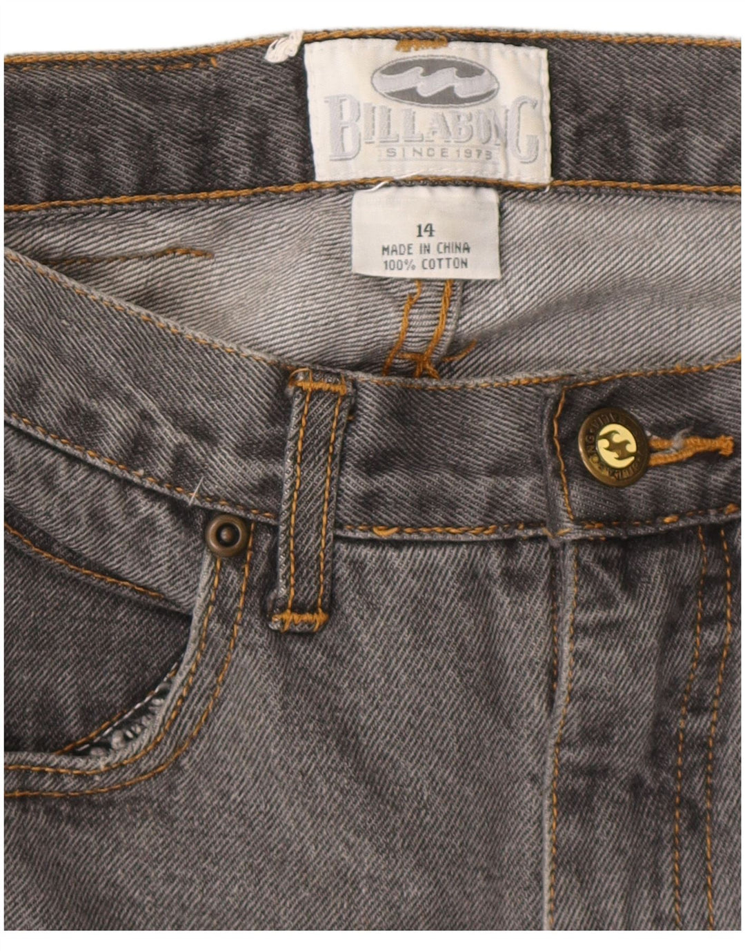 Billabong Mädchen-Jeans mit hoher Taille, lockere Passform, 13–14 Jahre, W28, L25, graue Baumwolle