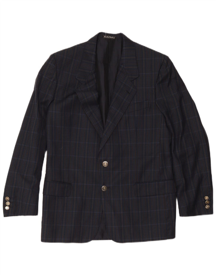 Sidi Herren-Blazer mit 2 Knöpfen, UK 38, mittelblau kariert