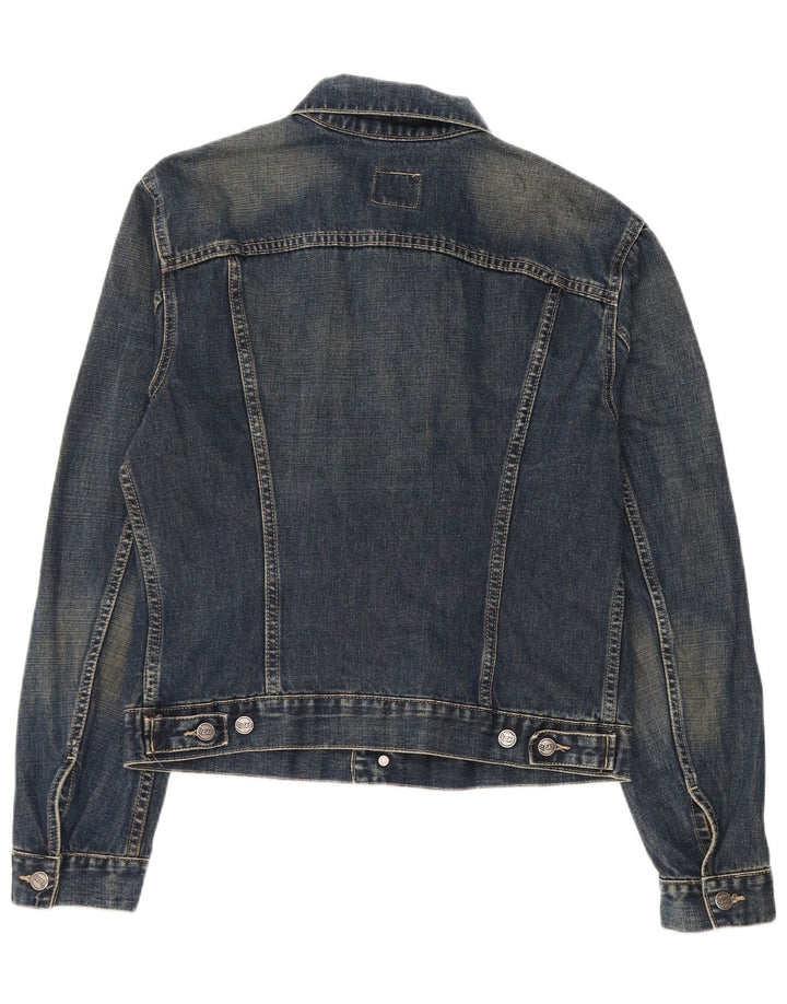 Gas Damen Crop Denim Jacke UK 16 Large Marineblau Baumwolle