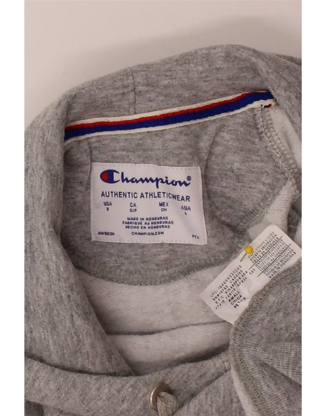 CHAMPION Mens Graphic Hoodie Jumper Small Grey Cotton Vintage Champion and Second-Hand Champion from Messina Hembry 