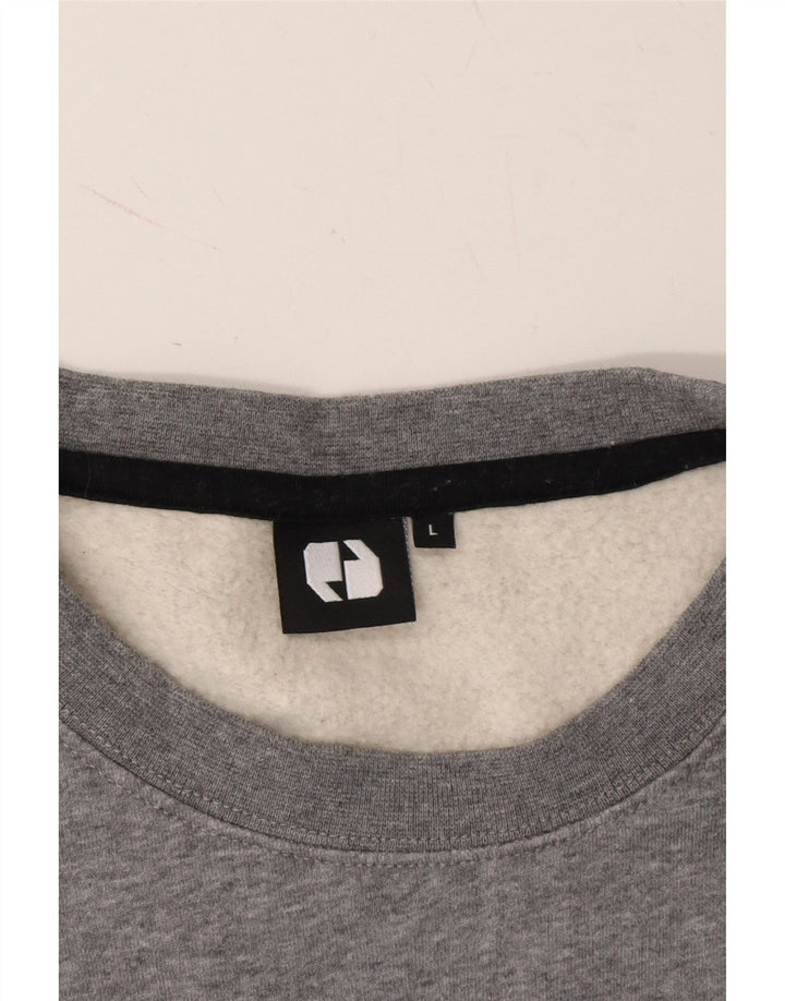 VINTAGE Mens Sweatshirt Jumper Large Grey Geometric Polyester Vintage Vintage and Second-Hand Vintage from Messina Hembry 