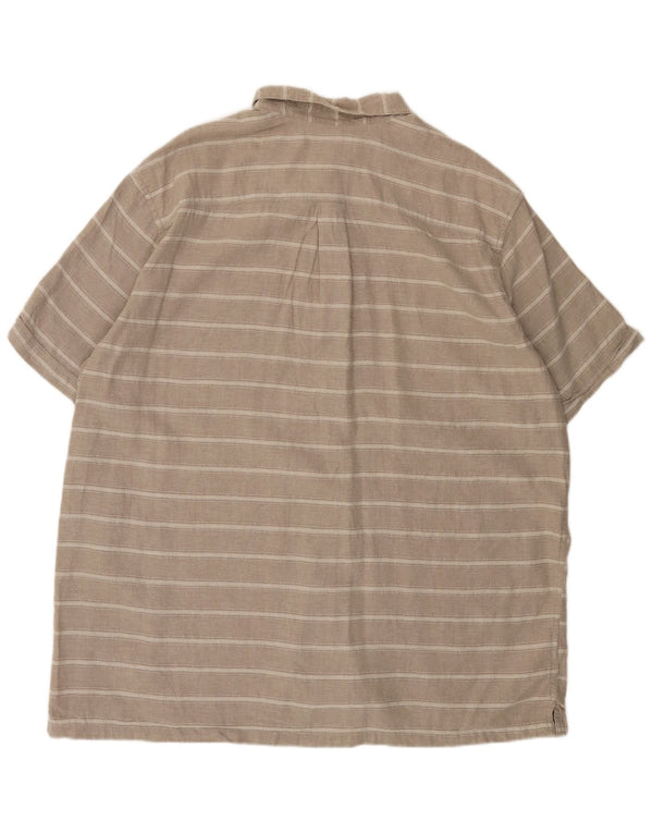 EDDIE BAUER Herren-Hemd, kurzärmelig, klassische Passform, 2XL, grau gestreift, Leinen