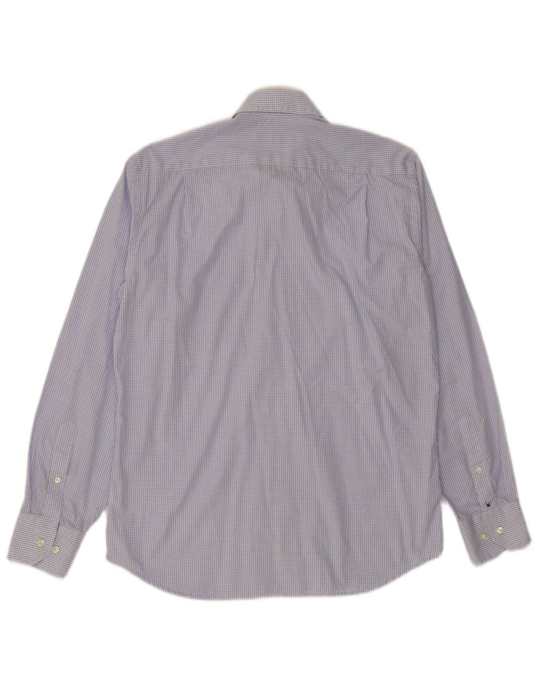 Tommy Hilfiger Herrenhemd Größe 38 15 mittelblau karierte Baumwolle
