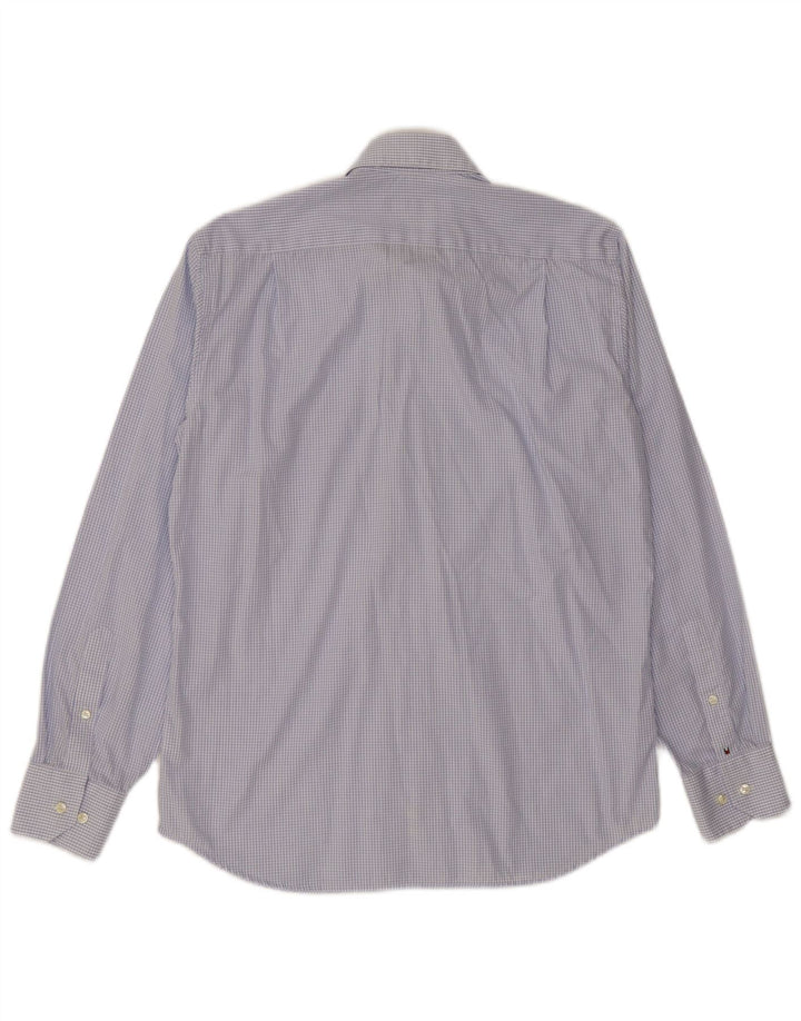 Tommy Hilfiger Herrenhemd Größe 38 15 mittelblau karierte Baumwolle