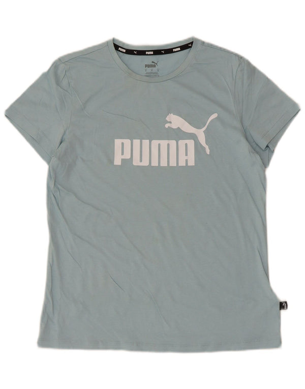 Puma Damen Graphic T-Shirt Top UK 12 Mittelblaue Baumwolle