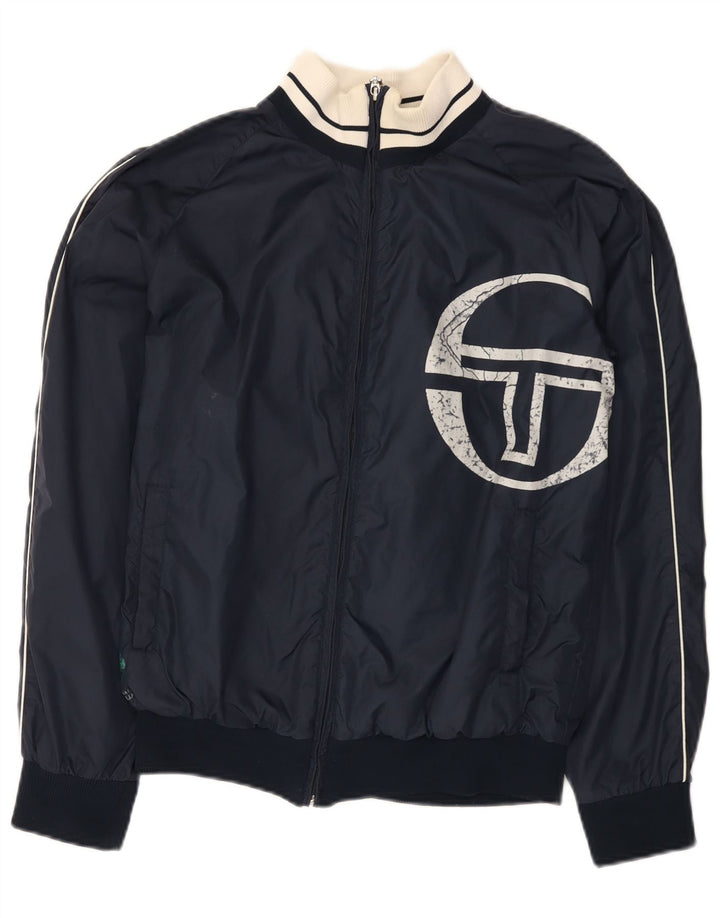 Sergio Tacchini Herren-Trainingsanzug mit grafischem Oberteil, Jacke, Größe S, Marineblau, Polyamid