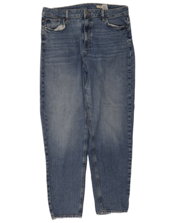 Marks & Spencer Damen Mom Tapered Jeans UK 16 Large W32 L28 Blaue Baumwolle
