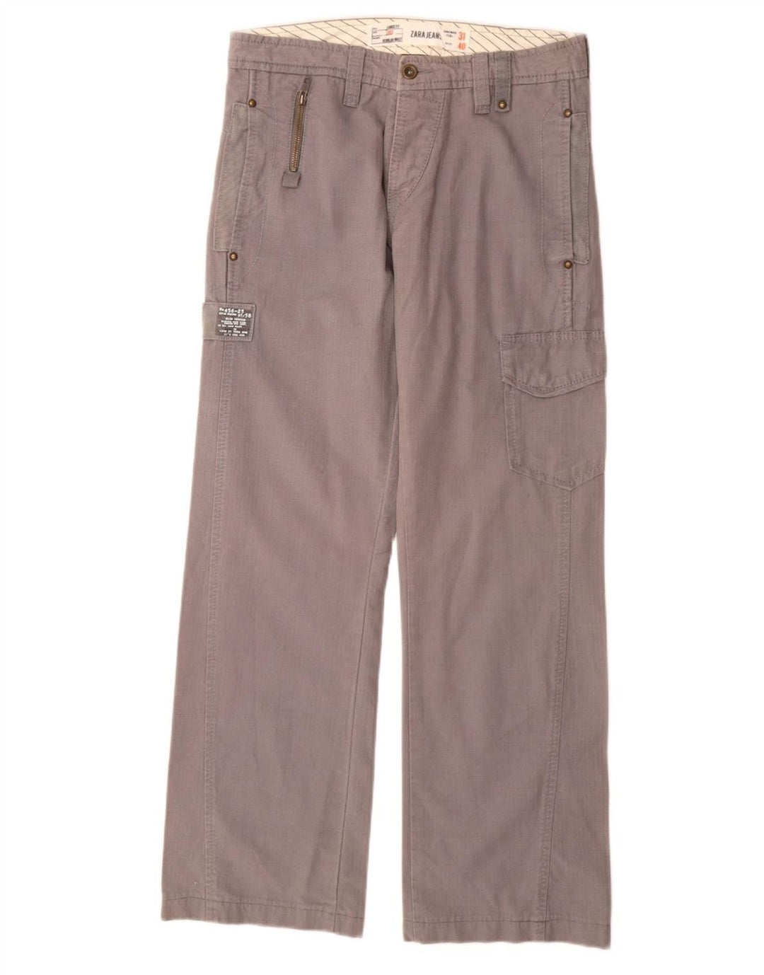 Gerade Herren-Cargohose von Zara, EU 40, M, W31, L31, Grau
