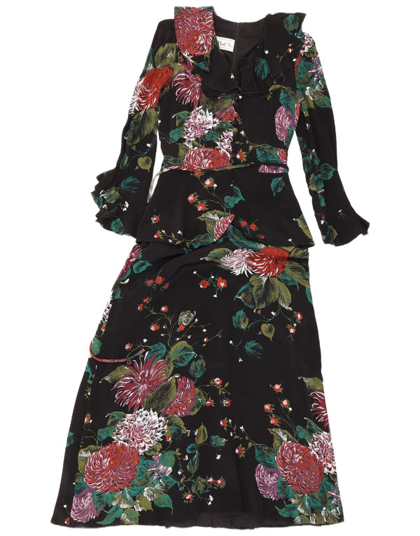 Vera Mont Damen Langarm-Maxikleid EU 36 Small Black Floral