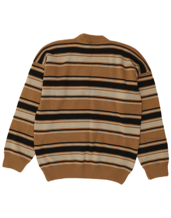 Vintage Herren Pullover mit Rundhalsausschnitt IT 54 XL Braun gestreift