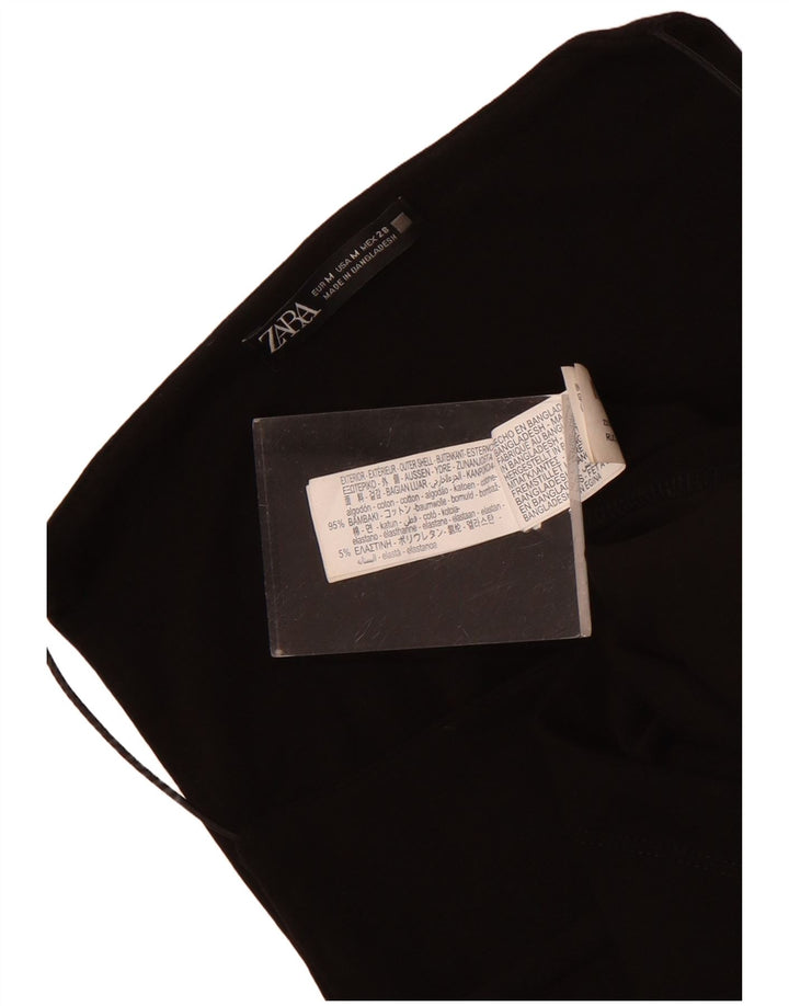 Zara Damen Ärmelloses, figurbetontes Kleid UK 12 Mittelschwarze Baumwolle