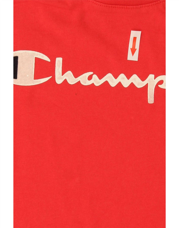 Champion Womens Graphic T-Shirt Top UK 14 Mittelrote Baumwolle