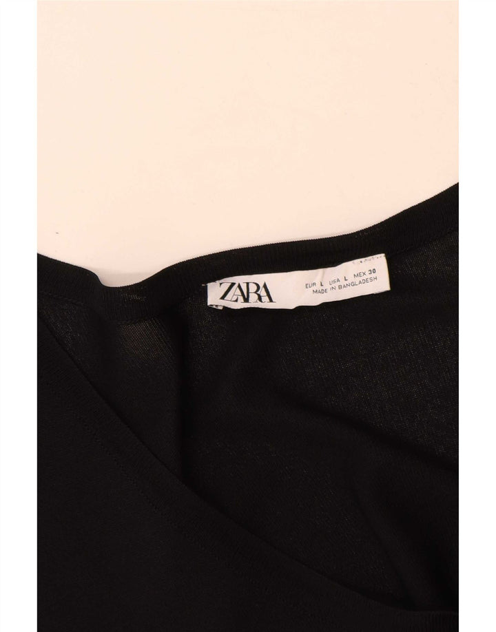 Zara Damen Übergroßes T-Shirt Top UK 16 Large Schwarz