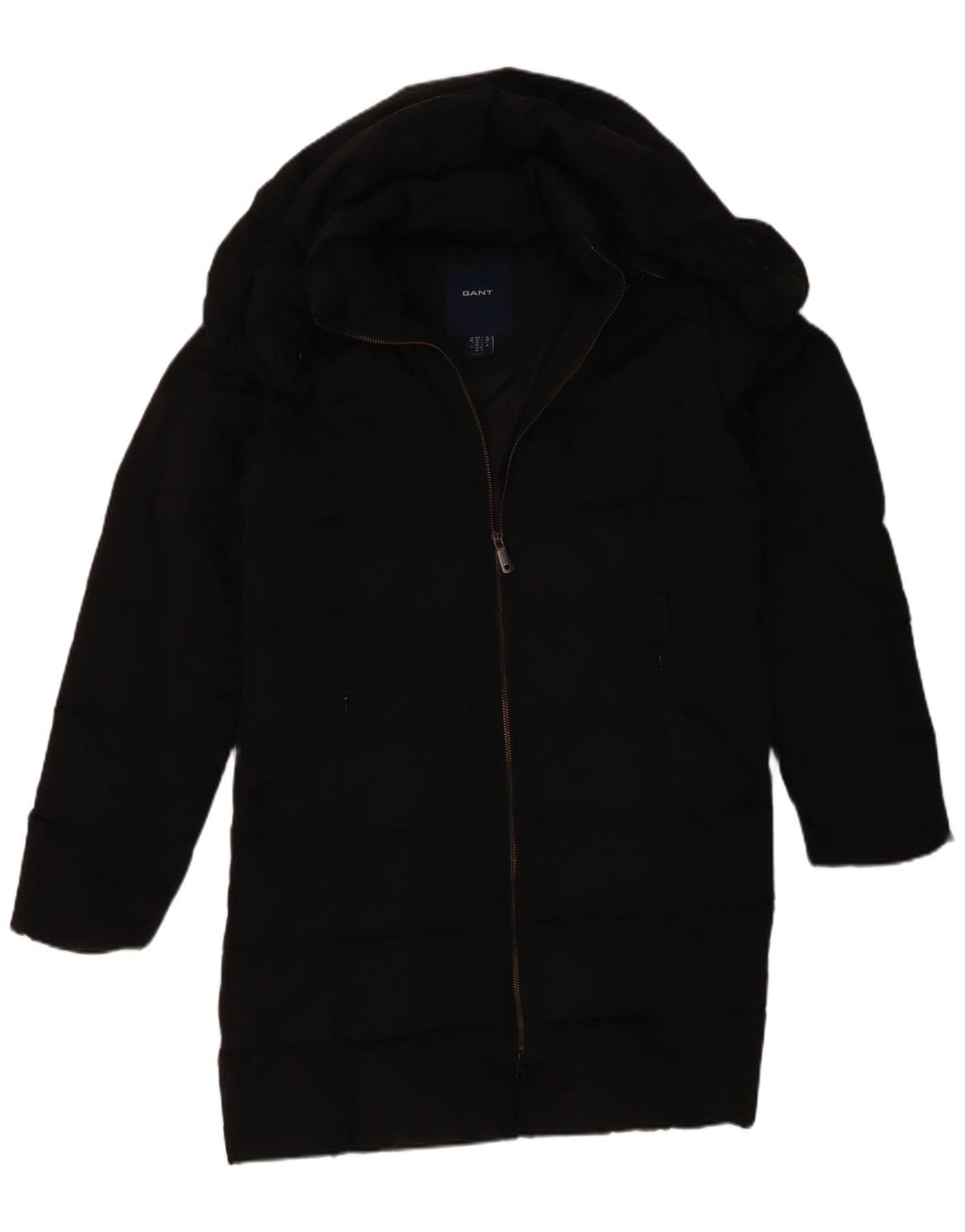 Gant Wattierter Damenmantel mit Kapuze, UK 16, Größe L, Schwarz, Polyester