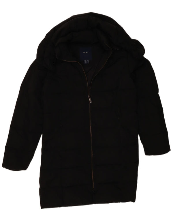 Gant Wattierter Damenmantel mit Kapuze, UK 16, Größe L, Schwarz, Polyester