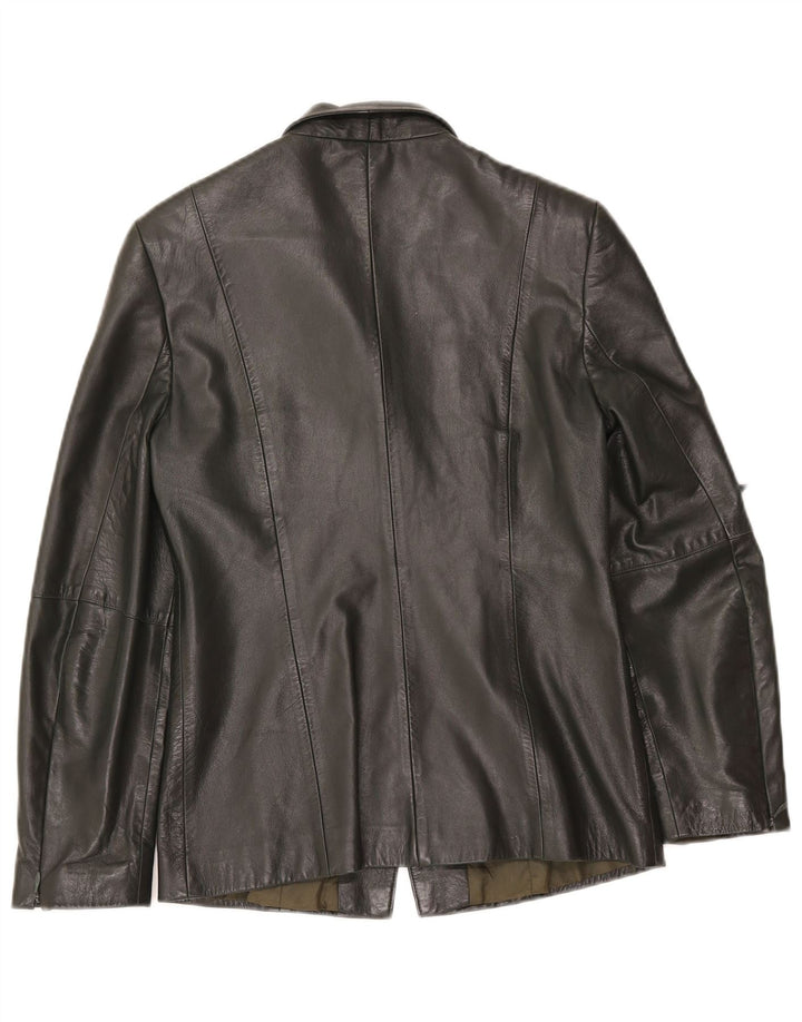 Oui Damen 3-Knopf-Lederblazerjacke UK 10 Small Khaki Leder