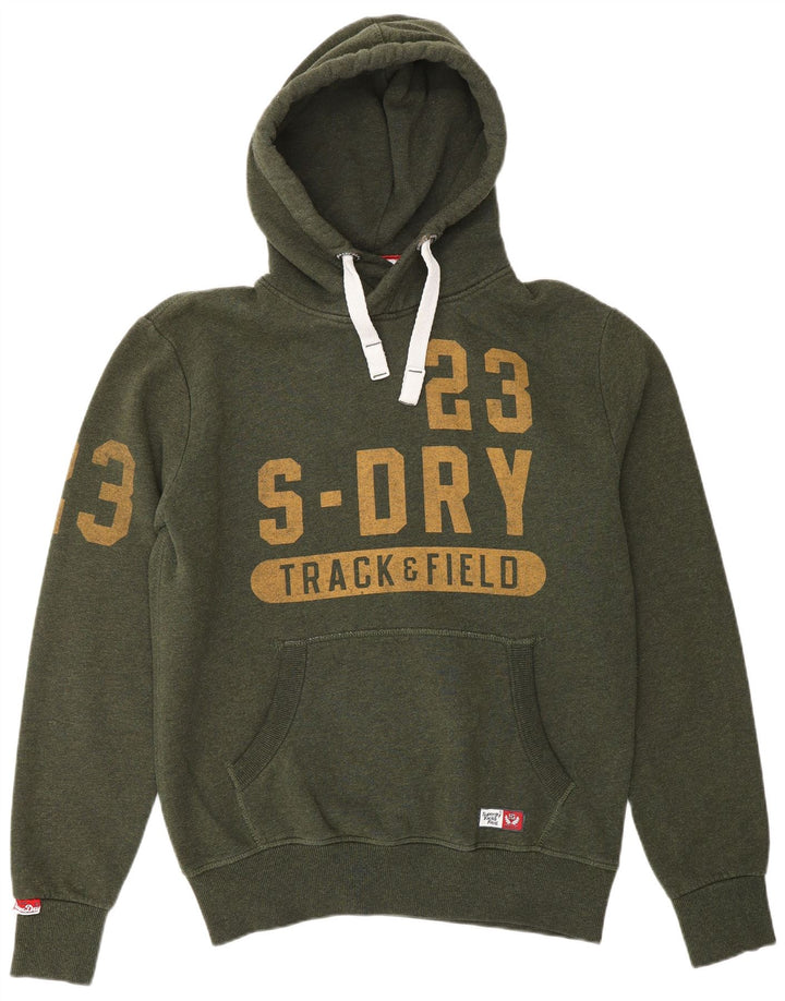 SUPERDRY Herren-Kapuzenpullover mit Grafik, groß, grüne Baumwolle