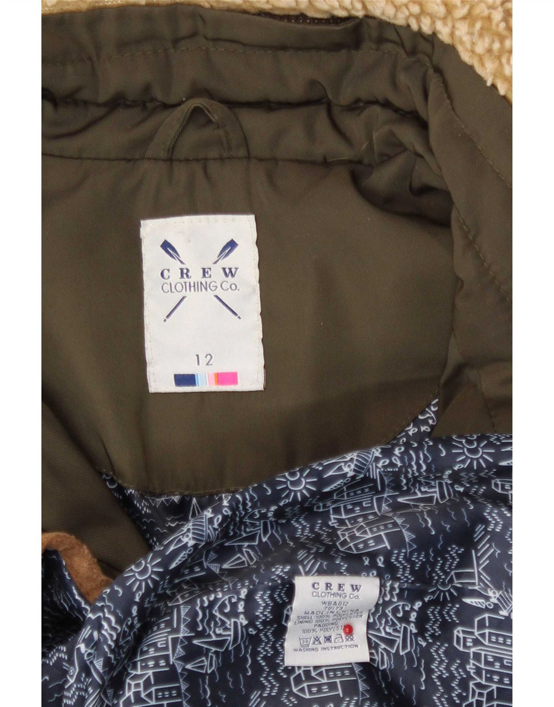 Crew Clothing Damen Wattierte Jacke UK 12 Medium Khaki Polyester