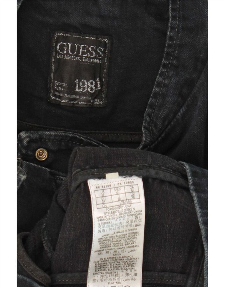 Guess Herren Denim Bikerjacke UK 36 Small Schwarz Baumwolle