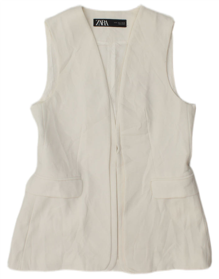 Zara Damen Longline Weste UK 10 Small Weiß