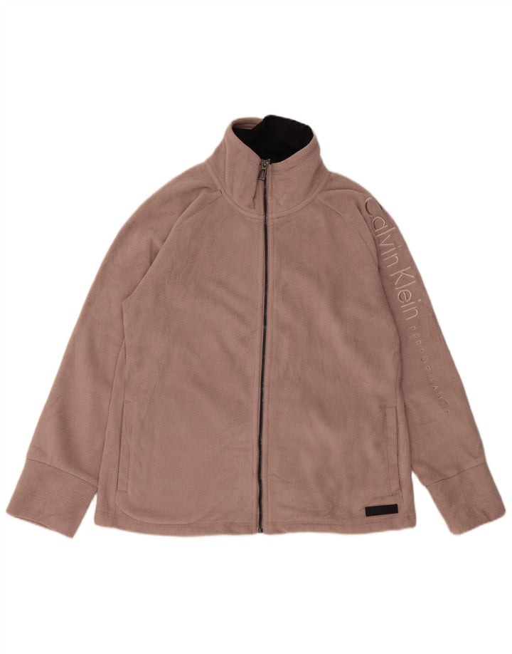 CALVIN KLEIN Damen Graphic Fleecejacke UK 16 Large Pink Polyester