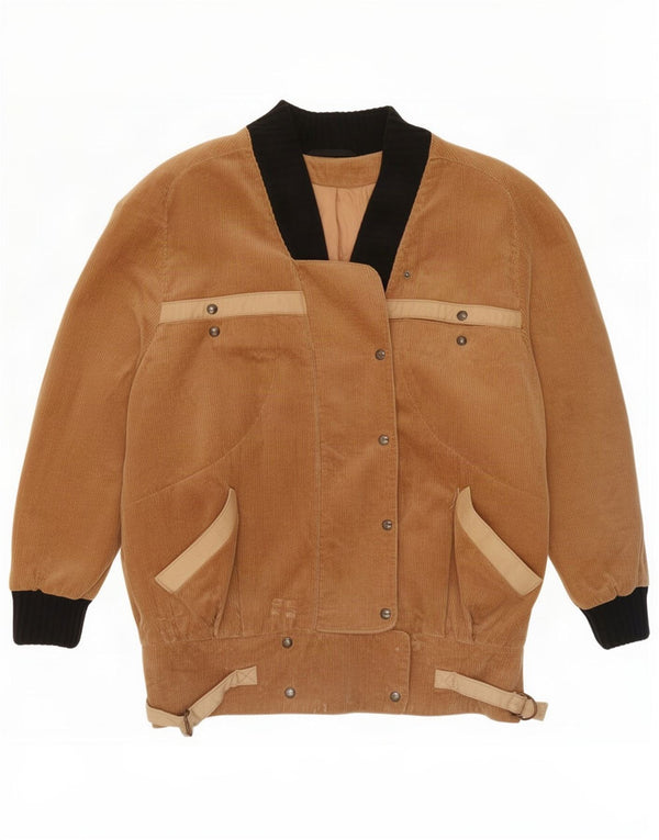 Vintage Damen Cordjacke UK 14 Large Beige Colourblock