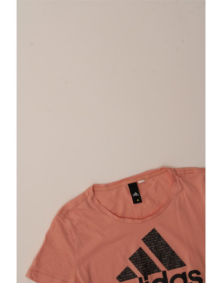 ADIDAS Womens Graphic T-Shirt Top UK 12 Medium Pink Vintage Adidas and Second-Hand Adidas from Messina Hembry 